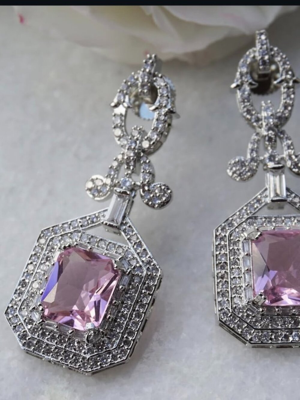 Pink Cubic Zirconia Stud Earrings